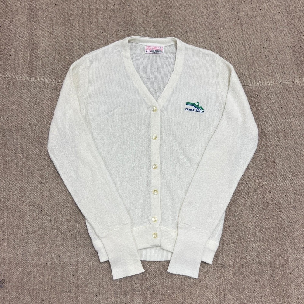 Vintage Pebble Beach Cardigan Women's Large White 1980s USA